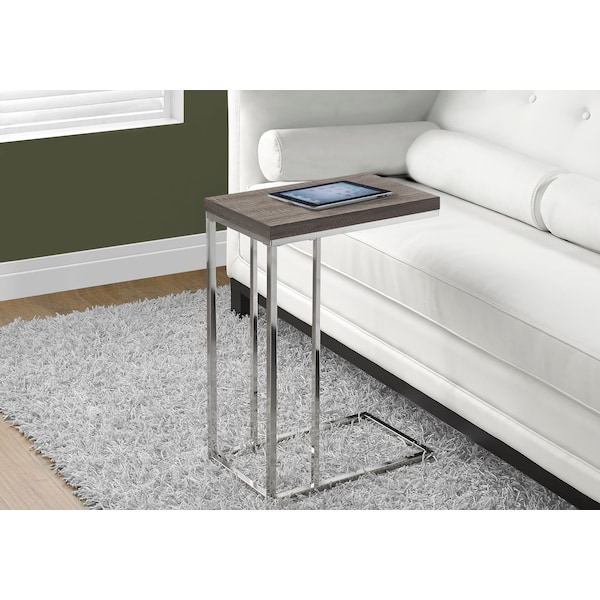 Accent Table - Dark Taupe With Chrome Metal